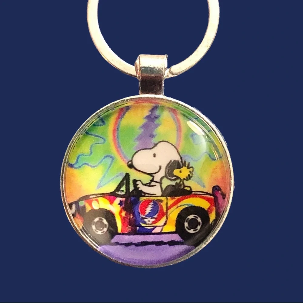 Grateful Dead Keychains SNOOPY WOODSTOCK STEAL YOUR FACE Keychain Custom Made